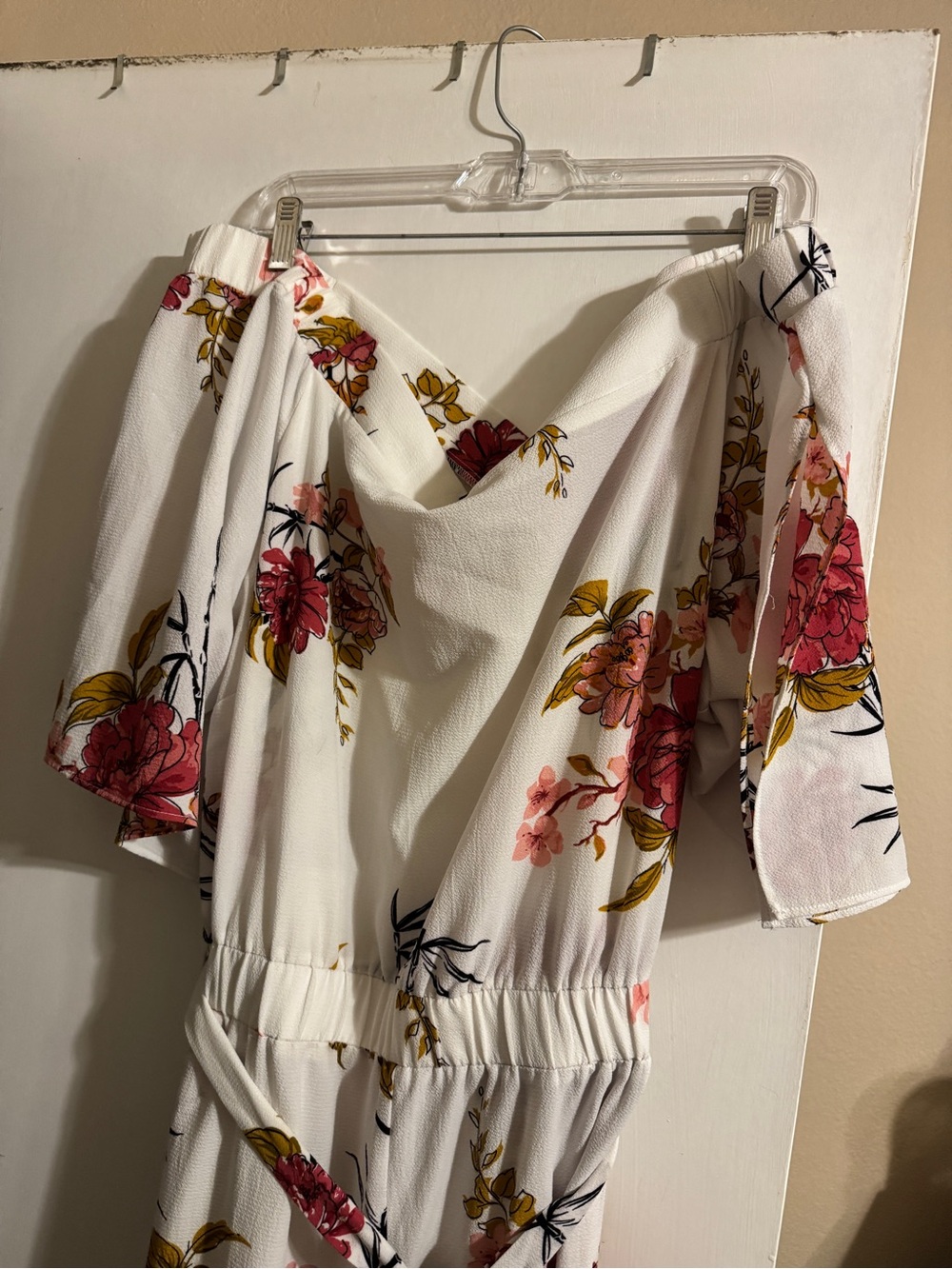 White Floral Off-Shoulder Jumpsuit
